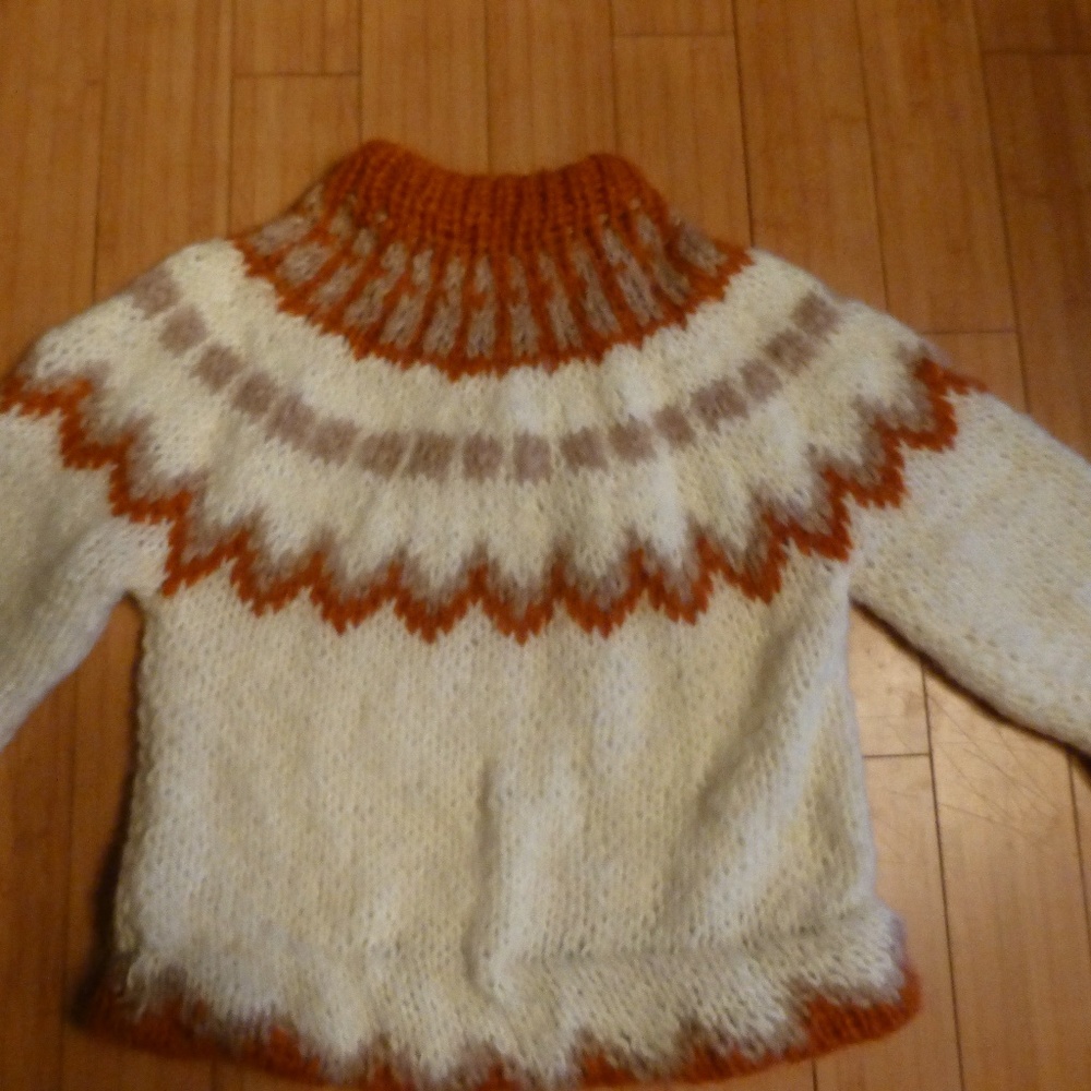 MOHAIR WOOL HANDKNIT SWEATER COPPER TAN WH…